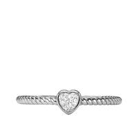 Fossil Bague pour Femme, Bague à Cœur en Acier Inoxydable Superposé, Argenté, 8
