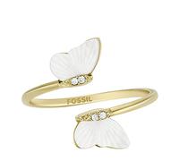 Fossil Bague pour femme en acier inoxydable doré, L : 13mm X l : 9mm, JF04423710
