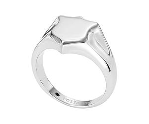 Fossil Bague Pour Homme Heritage, Longueur : 11.7mm, Largeur : 9.8mm Bague En Acier Inoxydable Argenté, JF04347040