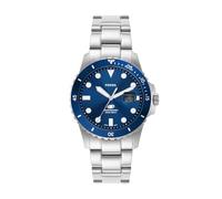 FOSSIL Blue Montre pour Homme, Mouvement à Quartz avec Bracelet en Acier Inoxydable ou en Cuir, Argent Et Bleu, 42mm