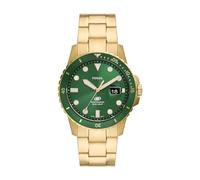 FOSSIL Blue Montre pour Homme, Mouvement à Quartz avec Bracelet en Acier Inoxydable ou en Cuir, Vert Et Ton Or, 42mm