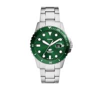 FOSSIL Blue Montre pour Homme, Mouvement à Quartz avec Bracelet en Acier Inoxydable ou en Cuir, Vert Et Ton Argenté, 42mm