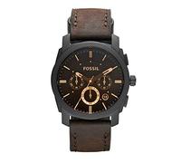 Fossil Blue Watch for Men, GMT movement with Stainless steel or Leather strap, Marron et noir