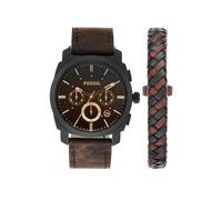 Fossil Blue Watch for Men, GMT Movement with Stainless Steel Or Leather Strap, Marron foncé