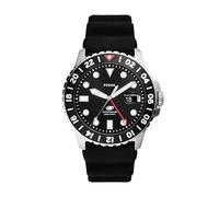Fossil Blue Watch for Men, GMT movement with Stainless steel or Leather strap, Noir