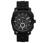 Fossil Montre pour homme Machine, mouvement chronographe à quartz, boîtier en acier inoxydable noir de 45 mm avec bracelet en silicone, FS4487