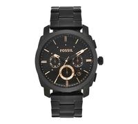 Fossil Blue Watch for Men, GMT Movement with Stainless Steel Or Leather Strap, Noir et Ton Or Rose