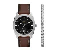 Fossil Blue Watch for Men, GMT Movement with Stainless Steel Or Leather Strap, Tan Chaud