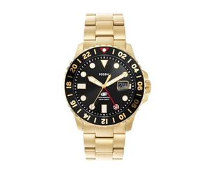 Fossil Blue Watch for Men, GMT Movement with Stainless Steel Or Leather Strap, Ton Or