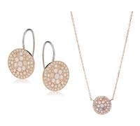 Fossil Boucles D’Oreilles Pendantes Disques Val Mosaic De en Nacre, pour Femme, JF01737791 & Collier Val Mosaic de Fossil en Acier Inoxydable, pour femme, JF01740791