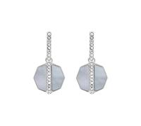 Fossil Boucles d'oreilles en acier inoxydable de ton argenté avec fermoir à bouton-pression pour femmes