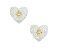 Fossil Radiant Love Boucles d'oreilles à tige en forme de cœur en acier inoxydable avec nacre dorée pour femme, JF04732710