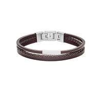 Fossil Bracelet homme en acier inoxydable ou en cuir avec fermoir rabattable