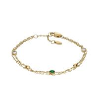 FOSSIL Bracelet chaîne Sadie Seasonal Sparkle en acier inoxydable, doré, pour femme, JF04589710, Or clair