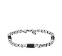 FOSSIL Bracelet de perles All Stacked Up en agate, noir, pour homme, JF04604040, Argent pur