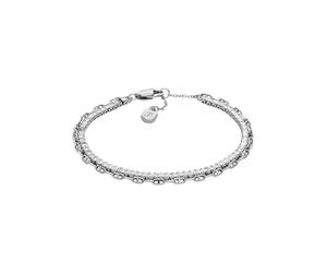 FOSSIL Bracelet double chaîne en laiton avec fermoir mousqueton pour femme