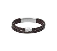 Fossil Bracelet pour hommes JF02934040 – Cuir noir, texture décontractée, int. 175–190 mm