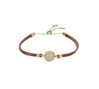 Fossil Bracelet Femme Sadie Glitz Disc Marron Cuir Ton Or JF04545710
