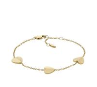 Fossil Bracelet à pampilles cœurs Harlow Linear Texture Fossil en acier inoxydable, doré, pour femme, JF04653710