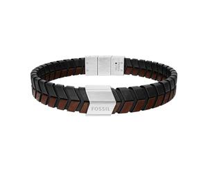 Fossil Bracelet Homme Cuir Noir et Marron Tissé