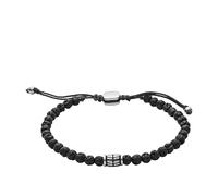 Fossil Bracelet Homme en Acier Inoxydable et Cuir Véritable et/ou Perles pour Homme, One Size, Pierre de lave, acier inoxydable