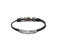 Fossil Bracelet homme en acier inoxydable ou en cuir avec fermoir rabattable