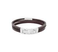Fossil Bracelet homme en acier inoxydable ou en cuir avec fermoir rabattable