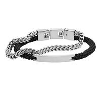 Fossil Bracelet homme en acier inoxydable ou en cuir avec fermoir rabattable