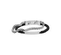 Fossil Bracelet homme en acier inoxydable ou en cuir avec fermoir rabattable