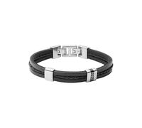 Fossil Bracelet homme en acier inoxydable ou en cuir avec fermoir rabattable