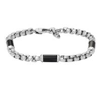 Fossil Bracelet Hommes Agate Scchwarz Acier inoxydable Ton argent JF04604040