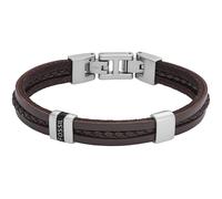 Fossil Bracelet hommes Essentials cuir brun acier inoxydable JF04133040