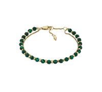 Fossil Bracelet-jonc en acier inoxydable doré avec malachite synthétique