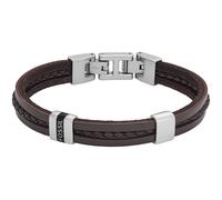 Fossil Bracelet homme - cuir marron ou acier inoxydable - fermoir rabattable