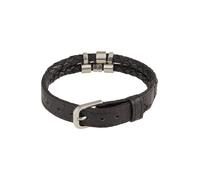 Fossil Bracelet pour hommes Leather Essentials, bracelet en cuir noir, longueur : 256 mm, largeur : 13,7 mm, JF04473040