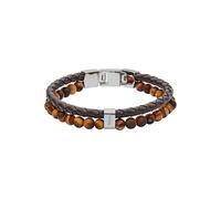 FOSSIL Bracelet perlé pour homme en acier inoxydable ou en cuir avec fermoir rabattable