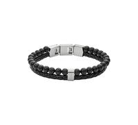 FOSSIL Bracelet perlé pour homme en acier inoxydable ou en cuir avec fermoir rabattable
