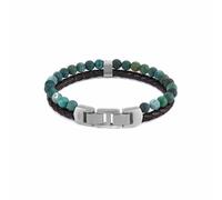 FOSSIL Bracelet perlé pour homme en acier inoxydable ou en cuir avec fermoir rabattable