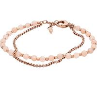 FOSSIL Bracelet Pour Femmes , 19 Cm + 2 Cm D'Extension Bracelet En Cuir Doré Rose, JA6851791, Blanc et or