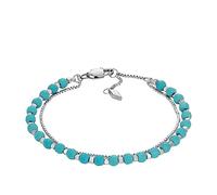 Fossil Bracelet pour femmes, bracelet en perles de Turquoise reconstituée, longueur : 165mm+35mm, largeur : 4mm, JF04445040