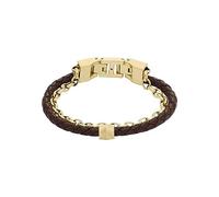 FOSSIL Bracelet pour homme All Stacked Up en cuir brun, JF04555710, Marron et or