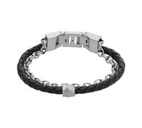 FOSSIL Bracelet pour homme All Stacked Up en cuir noir, JF04556040, Noir le plus foncé
