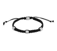 Fossil Bracelet pour homme, bracelet en acier inoxydable et cuir avec fermeture coulissante