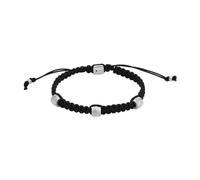 Fossil Bracelet pour homme, bracelet en acier inoxydable et cuir avec fermeture coulissante