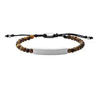 FOSSIL Bracelet Pour Homme Vintage Casual, Longueur : 170mm ~ 250mm Bracelet Semi-Précieux Marron, JF03176040, Marron et argent