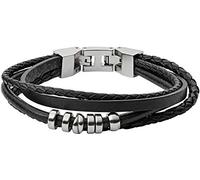 FOSSIL Bracelet Pour Homme Vintage Casual, Longueur Intérieure : 18.2Cm Bracelet En Cuir Noir, JF03183040, Noir foncé