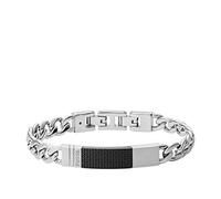Fossil Bracelet Pour Hommes Habillés, Longueur Intérieure : 180mm - 195mm Bracelet En Acier Inoxydable Argenté, JF03315040