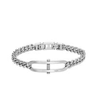 FOSSIL Bracelet pour hommes Heritage, bracelet à maillons en D en acier inoxydable, longueur : 185 mm + 15 mm, largeur : 44,4 mm, hauteur : 16,8 mm, JF04468040, Argent brillant
