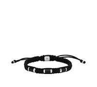 Fossil Bracelet pour hommes JF04485040 Acier inoxydable argenté 250 mm 8 mm Noir obsidien