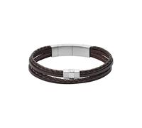 Fossil Bracelet Pour Hommes, Texture Décontractée, Longueur Intérieure 175mm~190mm Bracelet En Cuir Noir, JF02934040